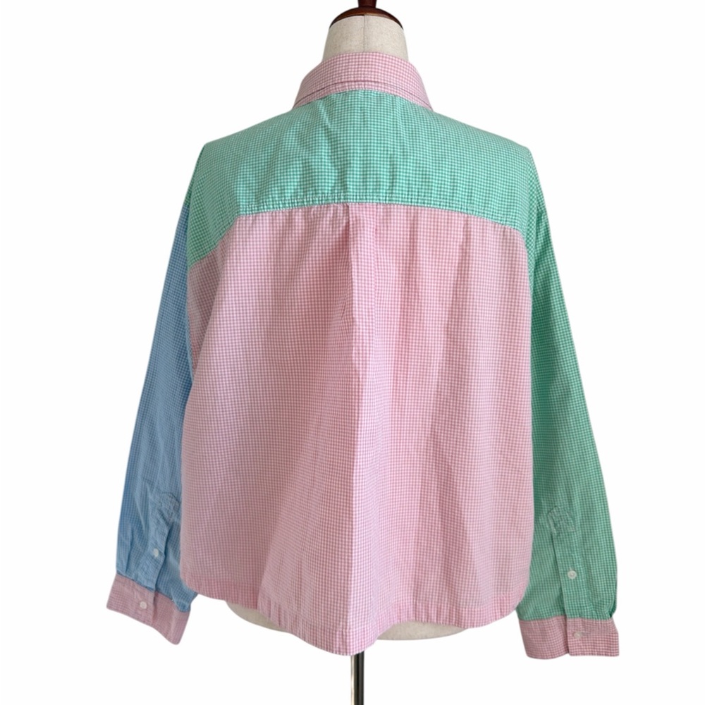 American Eagle Colorblock Gingham Button Down Shi… - image 2